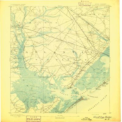 YellowMaps Great Egg Harbor NJ topo map, 1:62500 Scale, 15 X 15 Minute, Historical, 1893, 20 x 16.6 in - Polypropylene