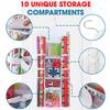 ProPik Hanging Double Sided Wrapping Paper Storage Organizer With Multiple Front And Back Pockets Organize Your Gift Wrap & Gift Bags Bows Ribbons 40X17" Fits 40 Inch Rolls (White) view 4