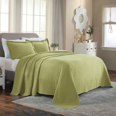 Superior 2 Piece Celtic Circles Cotton Bedspread Set, Decorative Bed Spread, Home Bed Decor, 1 Pillow Sham, Medium Weight Blanket, Matelasse Coverlet Bedding, Wedding Ring Design, King, Sweet Pea