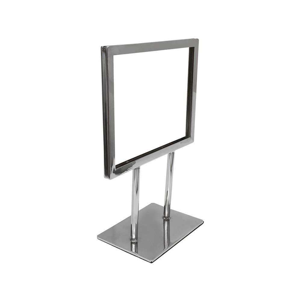 MH GLOBAL 7-1/4 Inch x 5-3/4 Inch Chrome Plated Steel Counter Card Frame Display Fixture Retail Store