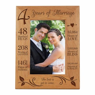 LifeSong Milestones 4th Anniversary Picture Frame 4 year of marriage - Four Year Wedding Keepsake Gift for parents husband wife him her Holds 5x7 Photo - The Best Is Yet To Come (7.5x9.5)