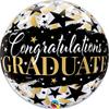 22" Graduate Black Stars Bubble Balloon view 1