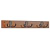 Wooden Mallet 3 Double Prong Rail, Black Hooks, Medium Oak Coat Rack view 1