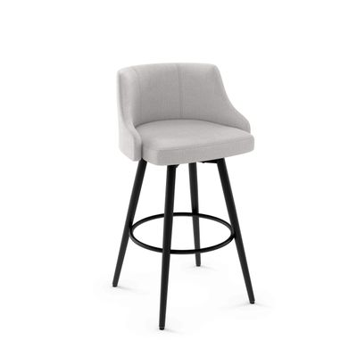 Amisco Duncan 31.75" Bar Height Swivel Stool - Grey Beige Polyester/Black Metal