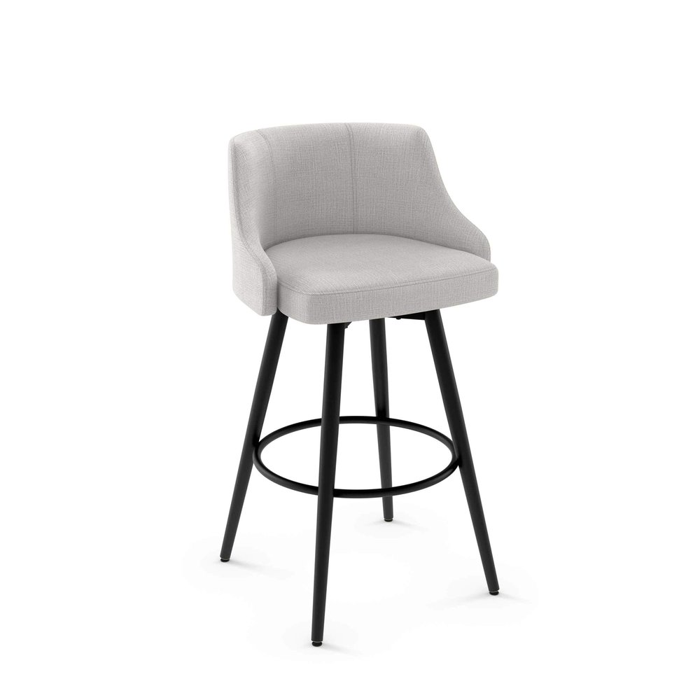 Amisco Duncan 31.75" Bar Height Swivel Stool - Grey Beige Polyester/Black Metal