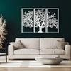 3 Panels Family Tree Metal Wall Decor Tree of Life Metal Wall Art, Home Bedroom Living Room Decor 3D Wall Art 3 Panels Family Tree Metal Wall Decor Modern Decoration (White, 59"W x 40"H/150x101cm) view 2