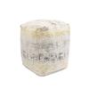 Pasargad Home Grandcanyon Premium Cotton, Cotton Pouf, Jacquard Woven- Polly Beads Stuffed Pouf- Sitting, Foot Stool- Poufs for Living Room - Luxury Room Decor, 18" x 18" x 18", Ivory/Gold view 1