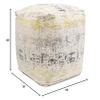 Pasargad Home Grandcanyon Premium Cotton, Cotton Pouf, Jacquard Woven- Polly Beads Stuffed Pouf- Sitting, Foot Stool- Poufs for Living Room - Luxury Room Decor, 18" x 18" x 18", Ivory/Gold view 3