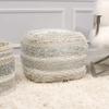 Pasargad Home Grandcanyon Premium Cotton Pouf, 100% Cotton Pouf, Hand Woven- Polly Beads Stuffed Pouf- Sitting, Foot Stool - Square Poufs for Living Room - Luxury Room Decor, 20"x20"x20", Beige view 2