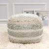 Pasargad Home Grandcanyon Premium Cotton Pouf, 100% Cotton Pouf, Hand Woven- Polly Beads Stuffed Pouf- Sitting, Foot Stool - Square Poufs for Living Room - Luxury Room Decor, 20"x20"x20", Beige view 4