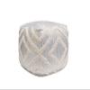 Pasargad Home Grandcanyon Cotton Shaggy Pouf, 100% Cotton Pouf, Hand Woven- Polly Beads Stuffed Pouf- Sitting, Foot Stool - Square Poufs for Living Room - Luxury Room Decor, 17"x17"x17", Ivory/Silver view 1