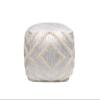Pasargad Home Grandcanyon Cotton Shaggy Pouf, 100% Cotton Pouf, Hand Woven- Polly Beads Stuffed Pouf- Sitting, Foot Stool - Square Poufs for Living Room - Luxury Room Decor, 17"x17"x17", Ivory/Silver view 3