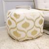 Pasargad Home Grandcanyon Cotton Pouf, 100% Cotton Pouf, Handwoven- Polly Beads Stuffed - Sitting, Foot Stool- Poufs for Living Room - Luxury Room Decor, 20" x 20" x 20", Ivory/Gold view 2