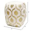 Pasargad Home Grandcanyon Cotton Pouf, 100% Cotton Pouf, Handwoven- Polly Beads Stuffed - Sitting, Foot Stool- Poufs for Living Room - Luxury Room Decor, 20" x 20" x 20", Ivory/Gold view 3