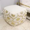 Pasargad Home Grandcanyon Cotton Pouf, 100% Cotton Pouf, Handwoven- Polly Beads Stuffed - Sitting, Foot Stool- Poufs for Living Room - Luxury Room Decor, 20" x 20" x 20", Ivory/Gold view 4