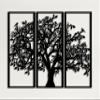 3 Panels Family Tree Metal Wall Decor Tree of Life Metal Wall Art, Home Bedroom Living Room Decor 3D Wall Art 3 Panels Family Tree Metal Wall Decor Modern Decoration (Black, 30"W x 20"H/76x51cm) view 1