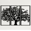 3 Panels Family Tree Metal Wall Decor Tree of Life Metal Wall Art, Home Bedroom Living Room Decor 3D Wall Art 3 Panels Family Tree Metal Wall Decor Modern Decoration (Black, 69"W x 46"H/175x117cm) view 1