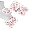 Amagical Paris Eiffel Tower Decor 16 Piece Bathroom Mat Set Shower Curtain Set Paris Tower with Pink Flowers and Butterflies Hot Air Balloon Bath Mat Contour Mat Toilet Cover Shower Curtain 12 Hooks view 3