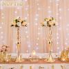 2 Pcs 21.3 inches Tall Crystal Flower Stand Wedding Road Lead Flowers Holders Centerpiece Metal Chandelier for Reception Tables Supplies view 2