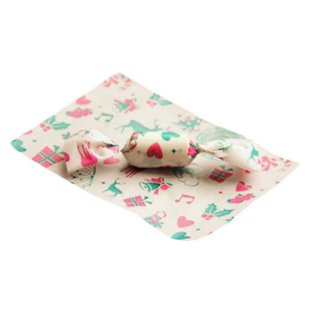 100 Sheets Christmas Nougat Making Supplies Candy Wrappers Candy Twisting Wax Paper Candy Wrapping Paper(Love)