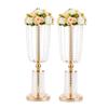 2 Pcs 23.75 inches Gold Vases for Centerpieces Tall Crystal Metal Vase Flower Stand Holders Wedding Centerpiece Chandelier for Reception Tables Wedding Supplies view 1