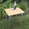 Buffalo Tools FFBAT25 Folding Bamboo Adj Table 25In, Brown view 2
