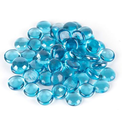 WGV Flat Marbles, Pebbles, Glass Gems for Vase Fillers, Wedding, Decoration, Crystal Rocks, Aqua (20 Pounds, Approx 2000 pcs)