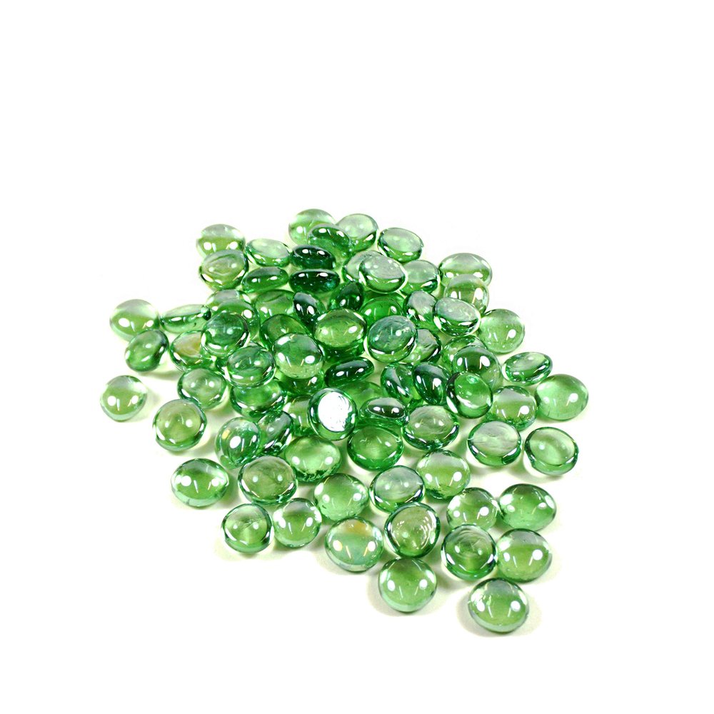 WGV Flat Marbles, Pebbles, Glass Gems for Vase Fillers, Wedding, Decoration, Crystal Rocks, Green (20 Pounds, Approx 2000 pcs)