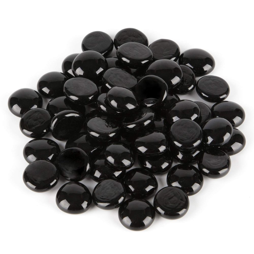 WGV Flat Marbles, Pebbles, Glass Gems for Vase Fillers, Wedding Decoration, Crystal Rocks, Black (20 Pounds, Approx 2000 pcs)