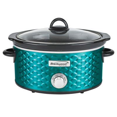 Brentwood SC-140BL Slow Cooker Scallop Pattern, 4.5 Quart, Blue
