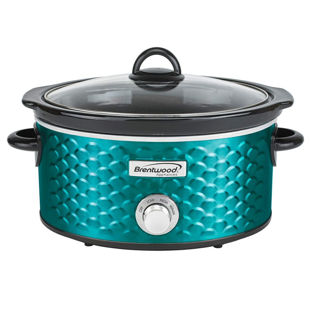 Brentwood SC-140BL Slow Cooker Scallop Pattern, 4.5 Quart, Blue
