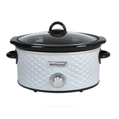 Brentwood SC-140W Slow Cooker Scallop Pattern, 4.5 Quart, White