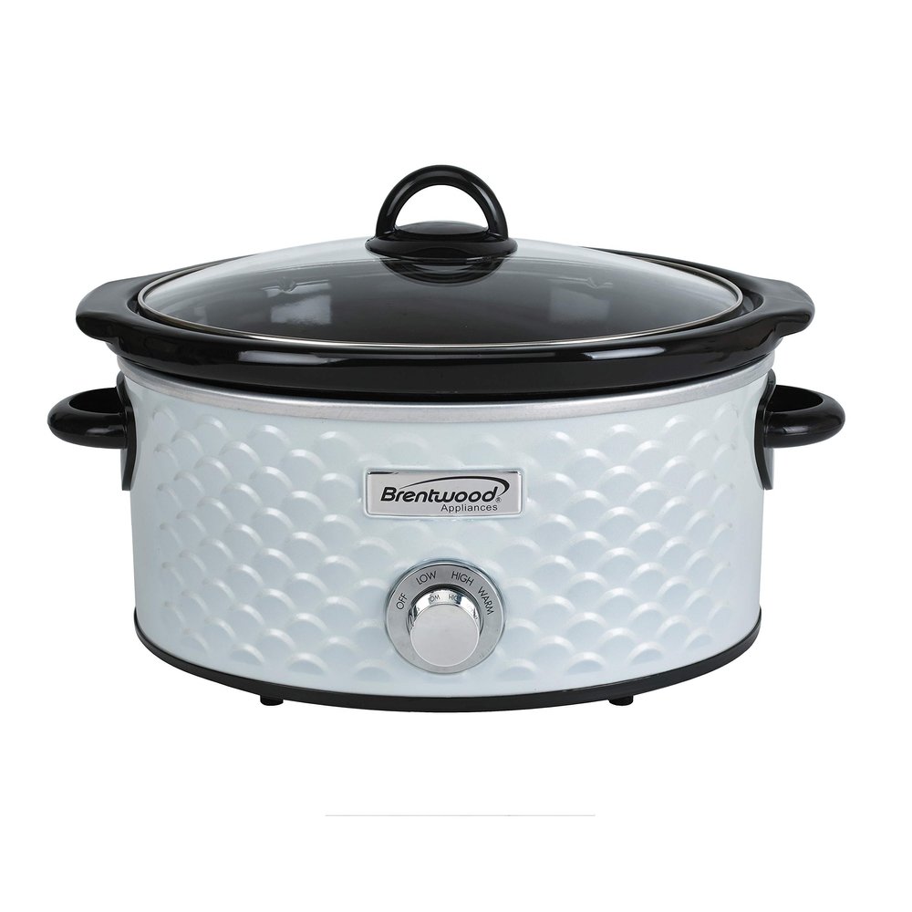 Brentwood SC-140W Slow Cooker Scallop Pattern, 4.5 Quart, White