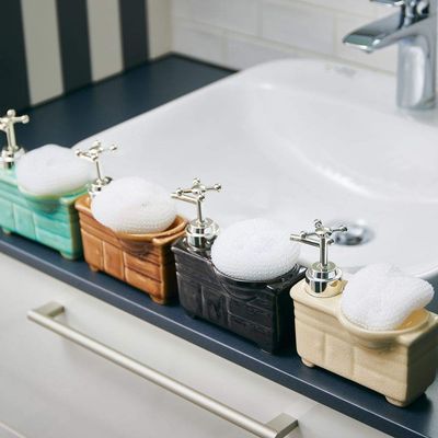 EN FANCE EF-UB07 Soap Dispenser (Bathroom Sink), Blue Blue, W 5.9 x D 3.0 x H 4.7 inches (15 x 7.5 x 12 cm)