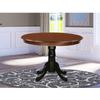 East West Furniture HLT-MBK-TP Hartland Dining Room Table - a Round Kitchen Table Top with Pedestal Base, 42x42 Inch, Mahogany & Black view 2