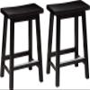Amazon Basics Solid Wood Saddle-Seat Counter Height Bar Stools for Kitchen Island with Footrest, 24-Inch Height, Black, Set of 2 view 1