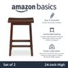 Amazon Basics Solid Wood Saddle-Seat Counter Height Bar Stools for Kitchen Island with Footrest, 24-Inch Height, Walnut, Set of 2 view 4