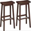 Amazon Basics Solid Wood Saddle-Seat Kitchen Counter Barstool with Footrest, Easy Assembly - 29-Inch Height - Walnut - Set of 2 view 1