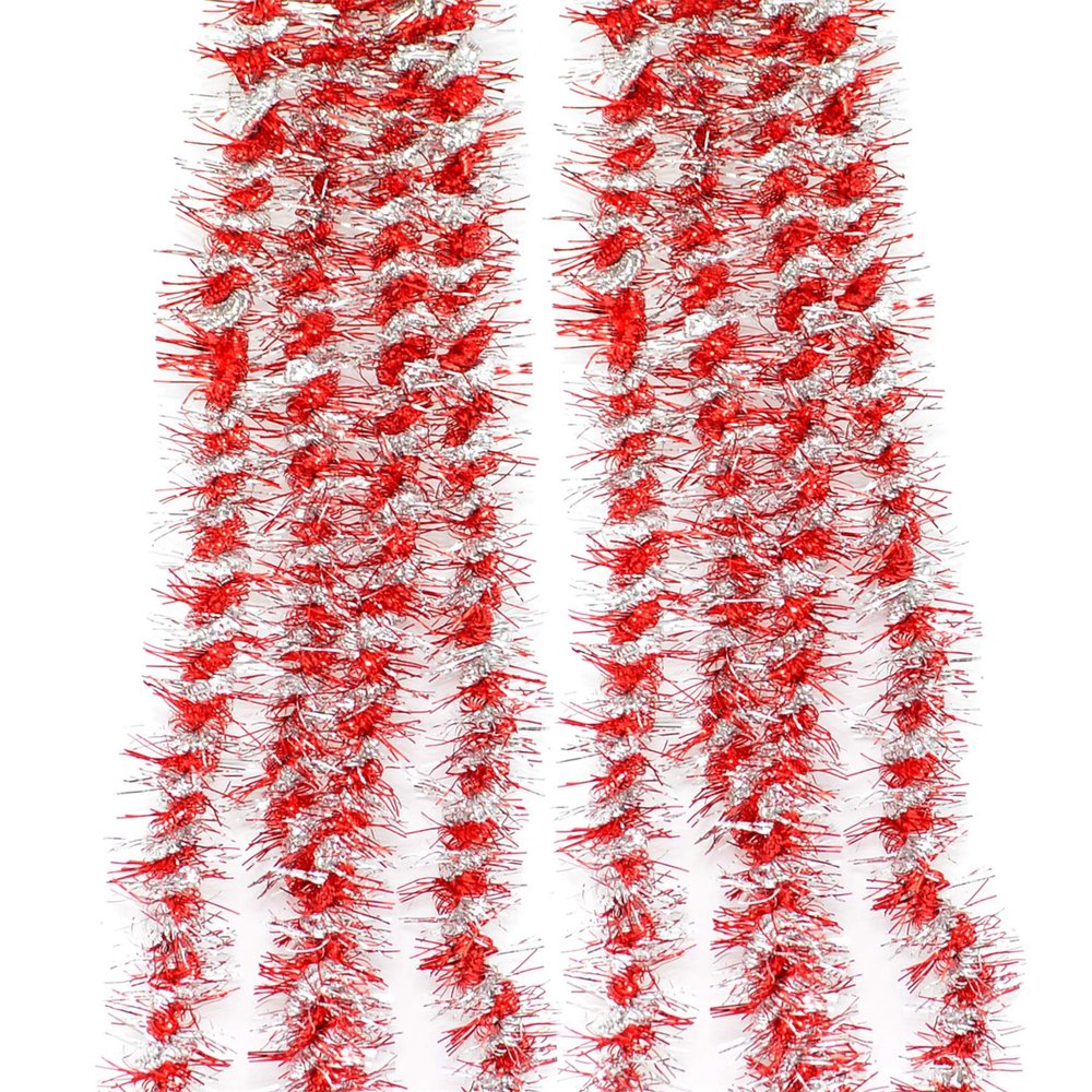 Gifts 4 All Occasions Limited SHATCHI-1067 Red and Silver Luxury Deluxe Twisted Christmas Tinsel Garland Tree Decoration 120mm Width