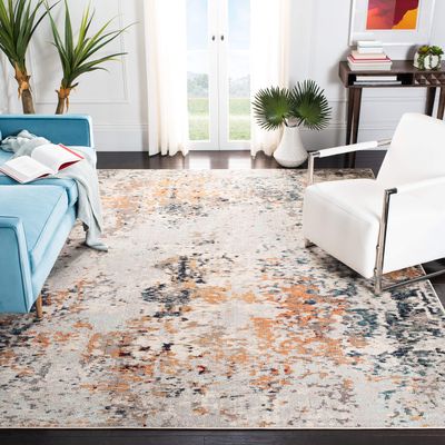 SAFAVIEH Area Rug 8x10 - Madison Collection - Large - Grey & Beige, Modern Abstract Design, Non-Shedding & Easy Cleaning, Ideal for Living Room, Bedroom, Office, Dining Space (MAD453A)