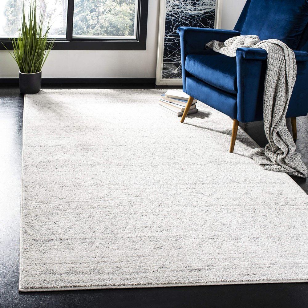 SAFAVIEH Area Rug 8x10 - Adirondack Collection - Large - Ivory & Silver, Moroccan Boho Tribal Design, Non-Shedding & Easy Cleaning, Ideal for Living Room, Bedroom, Office, Dining Space (ADR119A)