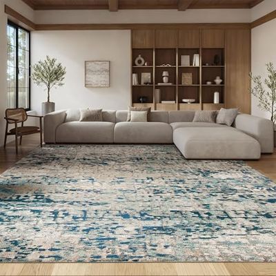 SAFAVIEH Area Rug 8x10 - Madison Collection - Large - Grey & Blue, Modern Abstract Design, Non-Shedding & Easy Cleaning, Ideal for Living Room, Bedroom, Office, Dining Space (MAD460K)
