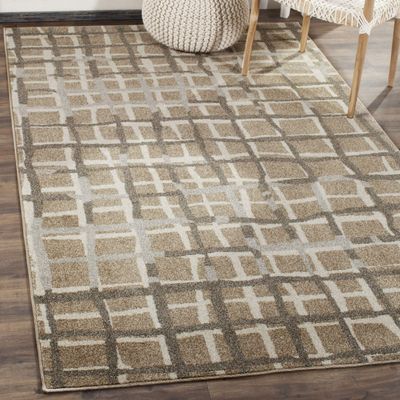 SAFAVIEH Amherst Collection Accent Rug - 4' x 6', Wheat & Beige, Abstract Grid Design, Non-Shedding & Easy Care, Ideal for High Traffic Areas in Entryway, Living Room, Bedroom (AMT403S)