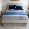 Best King/California King Size Blanket  Silver & Navy Blue; Two-Tone; KangaPlush Microfleece; Larger; Room for The Feet; Ergonomic Foot Canopy; Bundled with Patented Top Sheet; Shams Included view 1