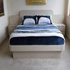 Best King/Cal King Size BlanketNavy Blue, Cream & White; Three-Tone; KangaPlush Microfleece & Satin; Larger; Room for The Feet; Ergonomic Foot Canopy; Bundled with Patented Top Sheet; Shams Included view 1