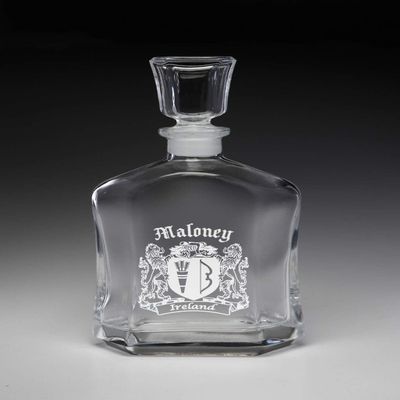Maloney Irish Coat of Arms Whiskey Decanter (Sand Etched)