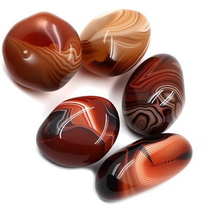 Chiloskit Agate Palm Stone Worry Stones,Natural Sardonyx Healing Crystal for Massage Meditation, Healing, Yoga, Reiki, Zen,Aquarium Decorative Rocks,Gift for Girls Christmas Gifts 4CM (4cm/5pcs)
