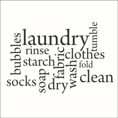 Omega Laundry Word Jumble Vinyl Decal - Medium - Matte Black