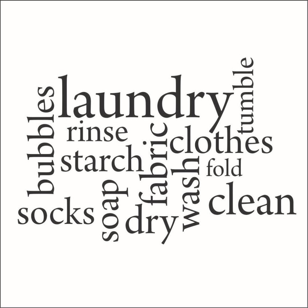 Omega Laundry Word Jumble Vinyl Decal - Medium - Matte Black