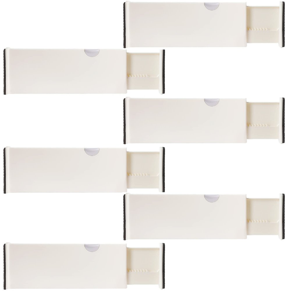 6 Drawer Organizer and Dividers, Organize Silverware and Utensils in Home Kitchen, Divider for Clothes in Bedroom Dresser, Designed to Not Snag Underwear and Bra Fabrics, Bathroom Storage Organizers